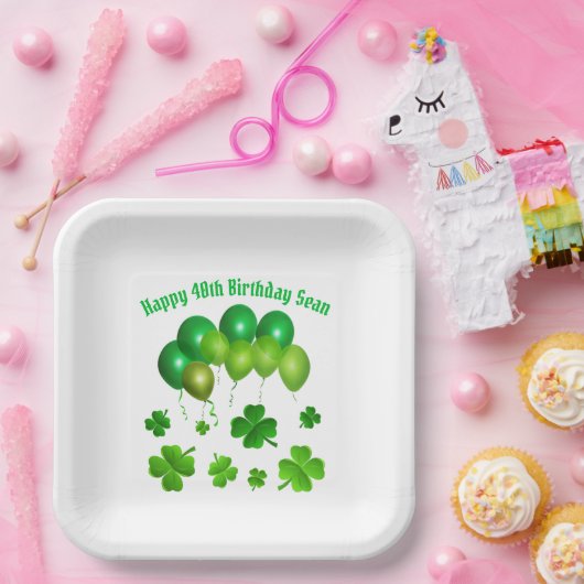 Groene Balloons Irish Birthday St. Pat's Party Papieren Bordje (Feest)