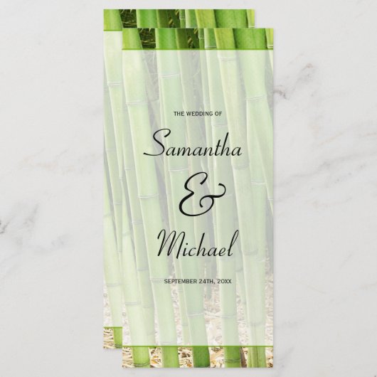 Groene Bamboe Aziatische bruiloft programma Programmakaart (Voorkant / Achterkant)