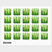 Groene Bamboe en Bokeh Lights Dank u Vierkante Sticker (Vel)