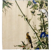 Groene Bamboe en Morning Glory Fine Art Douchegordijn (Voorkant)