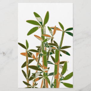 Groene bamboe geïsoleerd op witte achtergrond briefpapier