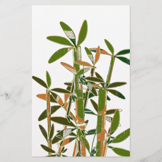 Groene bamboe geïsoleerd op witte achtergrond briefpapier (Voorkant)