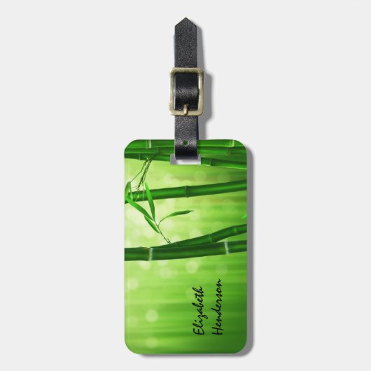 Groene bamboe met Bleke lampjes achterin Bagagelabel (Voorkant verticaal)