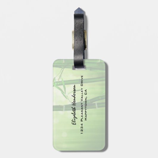 Groene bamboe met Bleke lampjes achterin Bagagelabel (Achterkant verticaal)