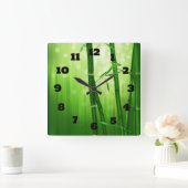 Groene bamboe met Bleke lampjes achterin Vierkante Klok (Huis)