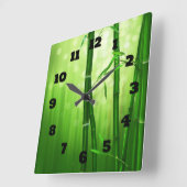 Groene bamboe met Bleke lampjes achterin Vierkante Klok (Hoek)
