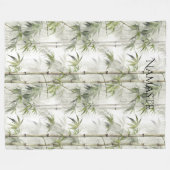Groene Bamboe Mindfulness Yoga Fleece Deken (Voorkant (Horizontaal))