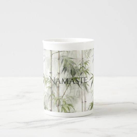 Groene Bamboe Mindfulness Yoga Porselein Kop (Voorkant)