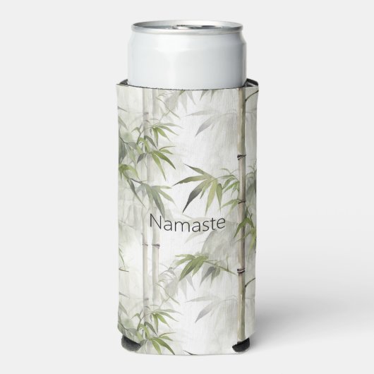 Groene Bamboe Mindfulness Yoga Seltzer Blikjeskoeler (Seltzer Voorkant)