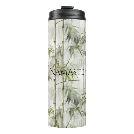 Groene Bamboe Mindfulness Yoga Thermosbeker (Voorkant)