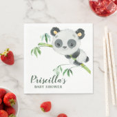 Groene Bamboe Panda Baby shower Genderneutraal Servet (Insitu)