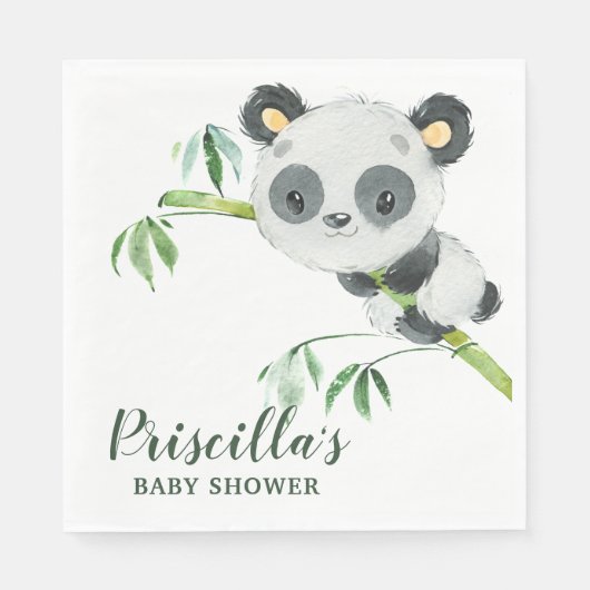 Groene Bamboe Panda Baby shower Genderneutraal Servet (Voorkant)
