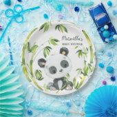 Groene Bamboe Panda Genderneutraal Baby shower Papieren Bordje (Feest)