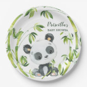 Groene Bamboe Panda Genderneutraal Baby shower Papieren Bordje (Voorkant)