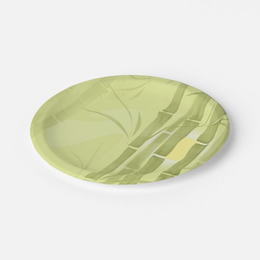 Groene bamboe papieren bordje (Gekanteld)