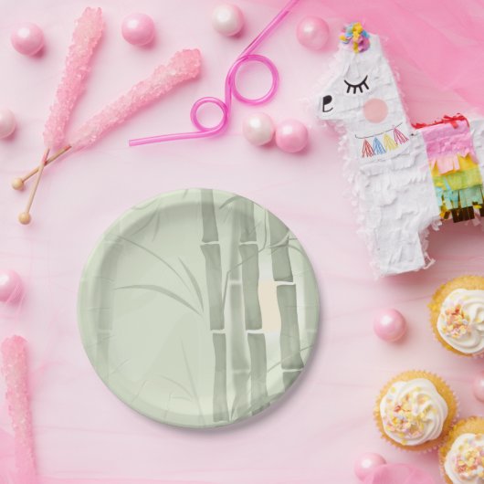 Groene bamboe papieren bordje (Feest)