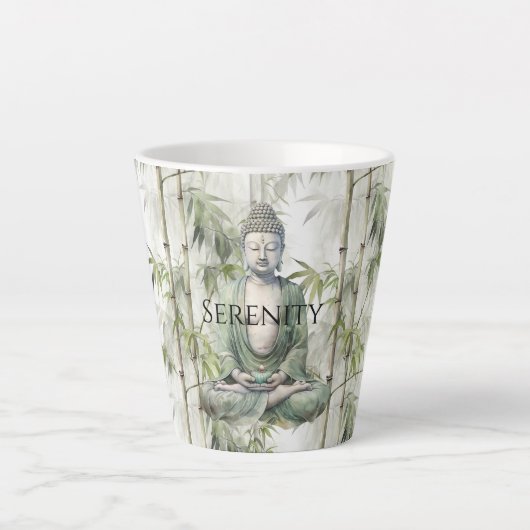 Groene Bamboe Sereniteit Boeddha Latte Mok (Voorkant)