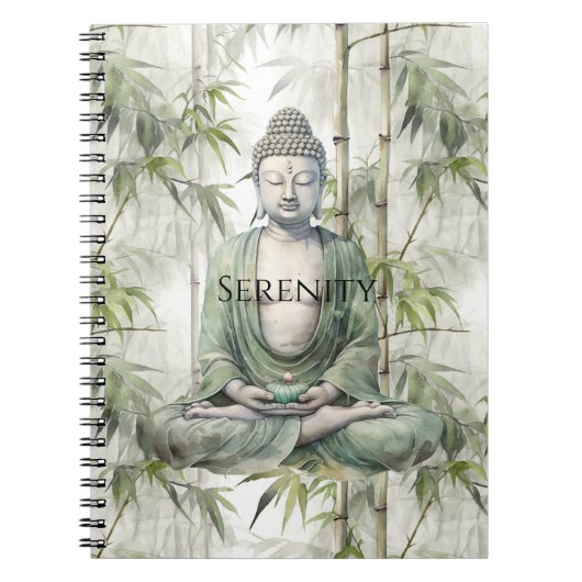 Groene Bamboe Sereniteit Boeddha Notitieboek (Voorkant)