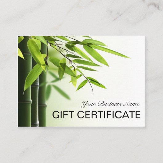 Groene bamboe Spa Salon Cadeaubon Kortingskaartje (Voorkant)