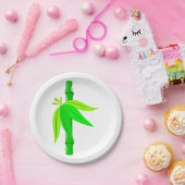 Groene bamboe stengel met tropische bladeren papieren bordje (Feest)
