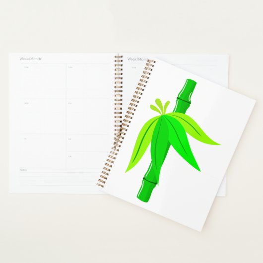 Groene bamboe stengel met tropische bladeren planner (Display)