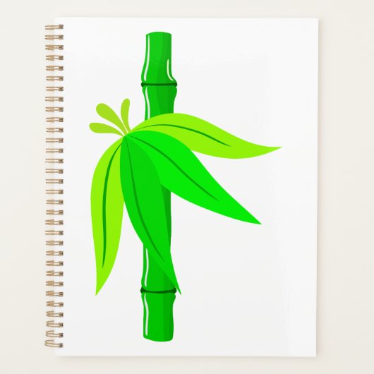 Groene bamboe stengel met tropische bladeren planner (Voorkant)