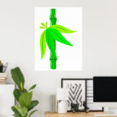 Groene bamboe stengel met tropische bladeren poster (Thuiskantoor)