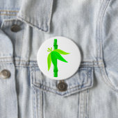 Groene bamboe stengel met tropische bladeren ronde button 7,6 cm (In situ)