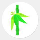 Groene bamboe stengel met tropische bladeren ronde sticker (Voorkant)