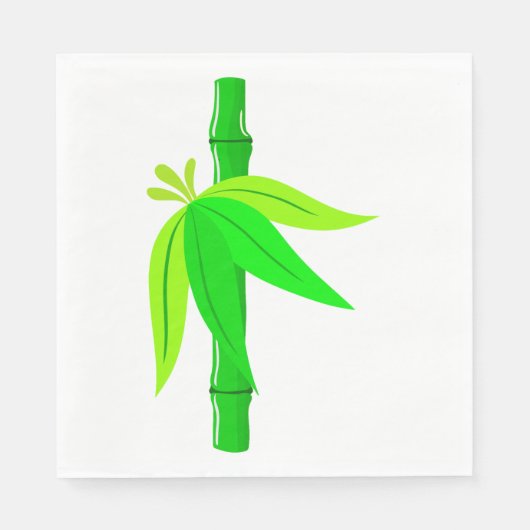 Groene bamboe stengel met tropische bladeren servet (Voorkant)