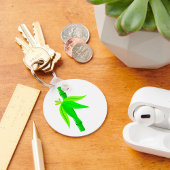 Groene bamboe stengel met tropische bladeren sleutelhanger