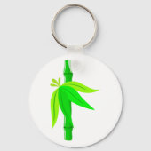 Groene bamboe stengel met tropische bladeren sleutelhanger (Voorkant)