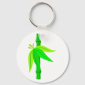 Groene bamboe stengel met tropische bladeren sleutelhanger (Achterkant)