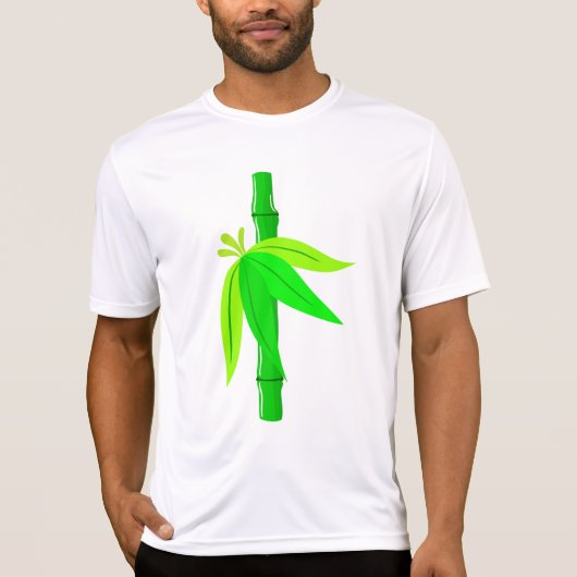 Groene bamboe stengel met tropische bladeren t-shirt (Voorkant)