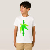 Groene bamboe stengel met tropische bladeren t-shirt (Voorkant volledig)
