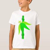 Groene bamboe stengel met tropische bladeren t-shirt (Voorkant)