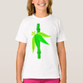 Groene bamboe stengel met tropische bladeren t-shirt (Voorkant)