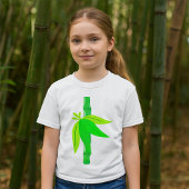 Groene bamboe stengel met tropische bladeren t-shirt