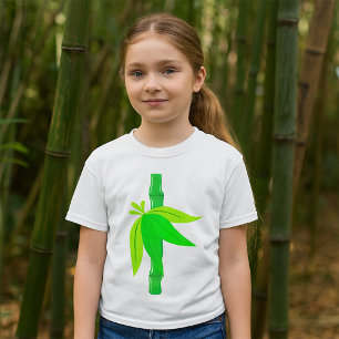 Groene bamboe stengel met tropische bladeren t-shirt
