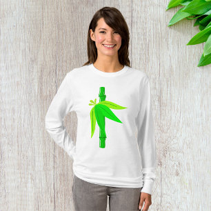 Groene bamboe stengel met tropische bladeren t-shirt