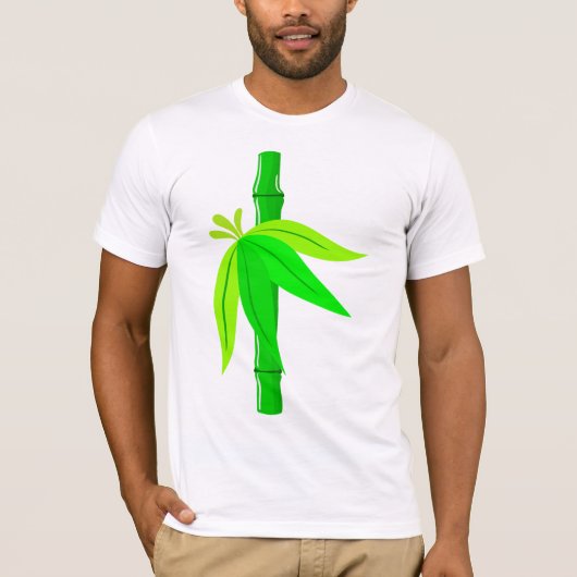 Groene bamboe stengel met tropische bladeren t-shirt (Voorkant)