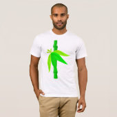 Groene bamboe stengel met tropische bladeren t-shirt (Voorkant volledig)