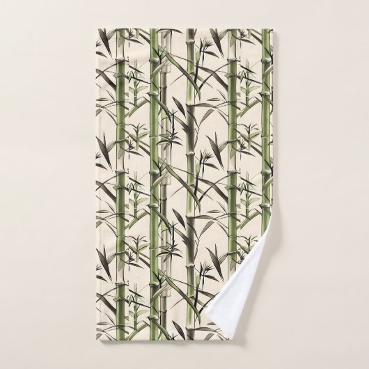 Groene bamboe stengels en bladeren bad handdoek (Handdoek)