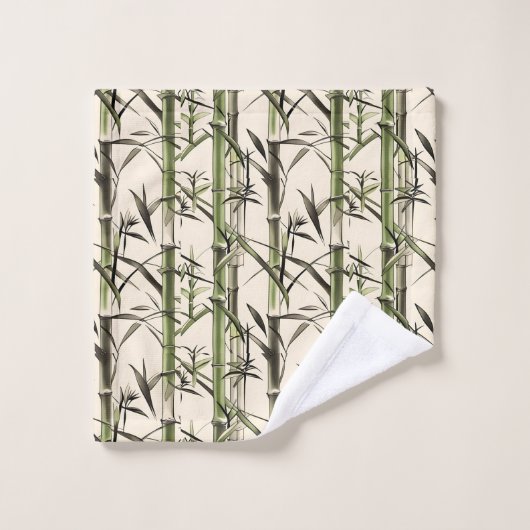 Groene bamboe stengels en bladeren bad handdoek (Wasdoekje)