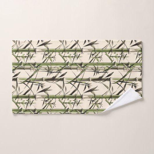 Groene bamboe stengels en bladeren bad handdoek (Handdoek)
