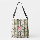 Groene bamboe stengels en bladeren crossbody tas (Achterkant)