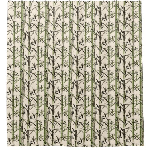 Groene bamboe stengels en bladeren douchegordijn (Voorkant)