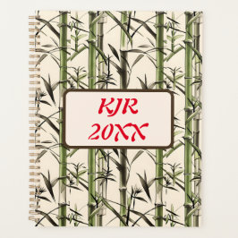 Groene bamboe stengels en bladeren planner