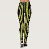 Groene bamboe strepen op zwart leggings (Achterkant)