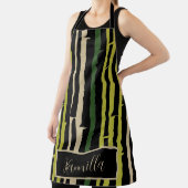 Groene bamboe strepen op zwart schort (Insitu)